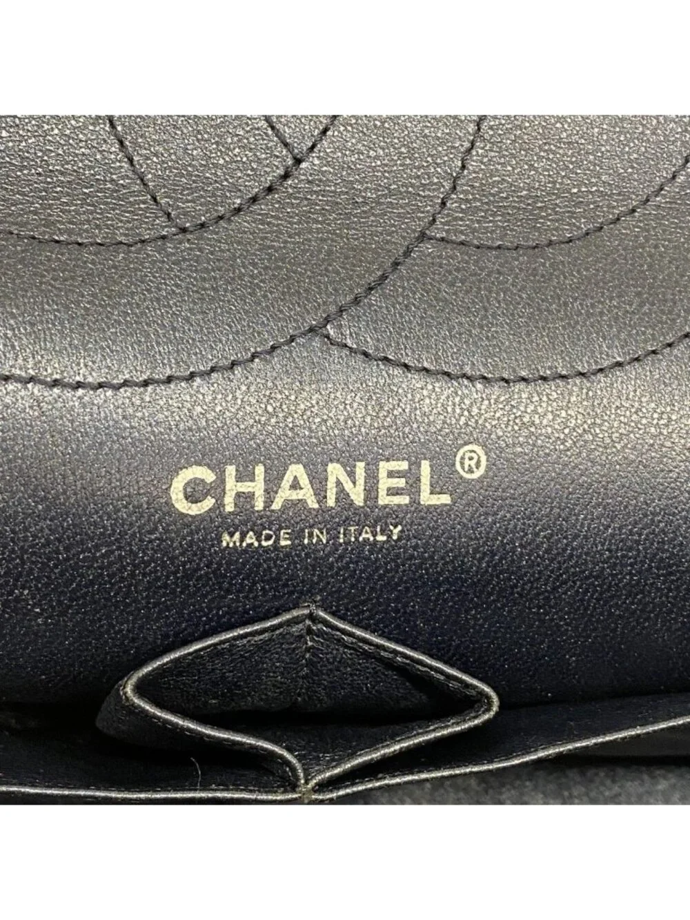 Chanel Shoulder Bag 2.55 Quilted Calf Metallic Navy Silver